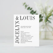 Jocelyn Zwart en Wit Modern Wedding Programma (Staand voorkant)