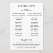 Jocelyn Zwart en Wit Modern Wedding Programmakaart (Achterkant)