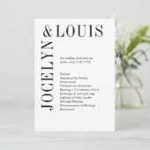 Jocelyn Zwart en Wit Modern Wedding Programmakaart (Staand voorkant)
