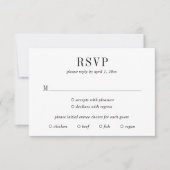 Jocelyn Zwart en Wit Modern Wedding RSVP Kaartje (Voorkant)