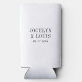 Jocelyn Zwart en Wit Modern Wedding Seltzer Blikjeskoeler (Achterkant)