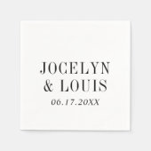 Jocelyn Zwart en Wit Modern Wedding Servet (Voorkant)