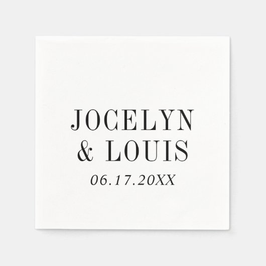 Jocelyn Zwart en Wit Modern Wedding Servet (Voorkant)