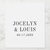 Jocelyn Zwart en Wit Modern Wedding Wijn Etiket (Enkel label)