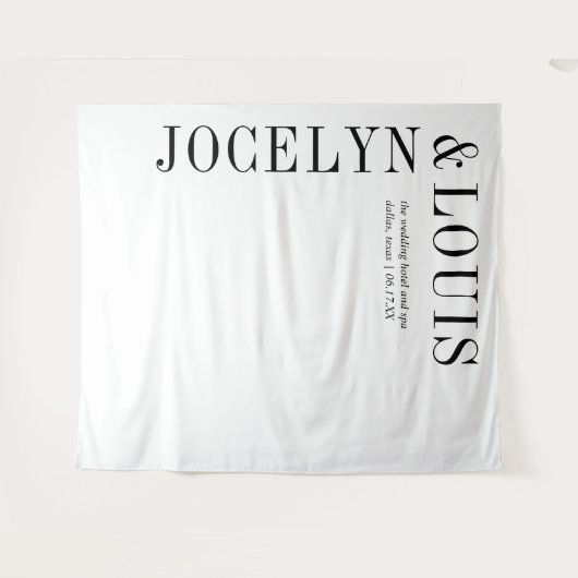 Jocelyn Zwart en Wit Moderne Trouwdag Wandkleed (Voorkant (horizontaal))