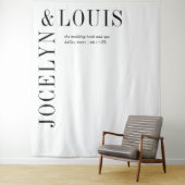 Jocelyn Zwart en Wit Moderne Trouwdag Wandkleed (In situ)