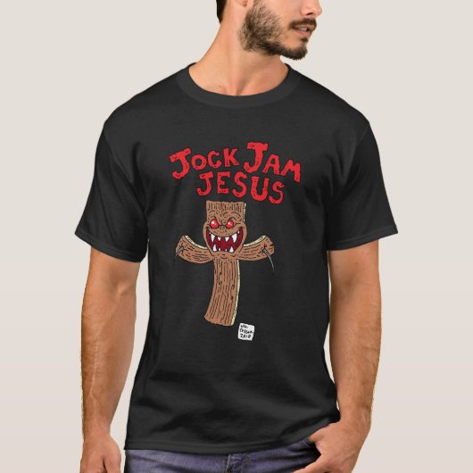 Jock Jam Jesus Crucifixion mannen zwart T T-shirt (Voorkant)