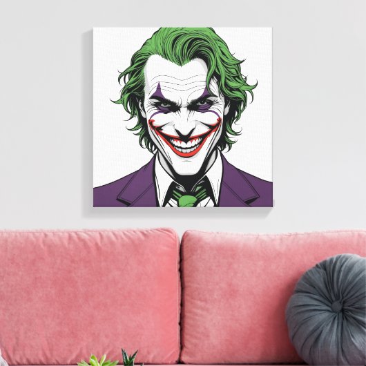 Jocker's Face Canvas Afdruk (Insitu (Woonkamer))