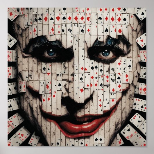 Jocker's gezicht speelt Kaart Poster (Voorkant)