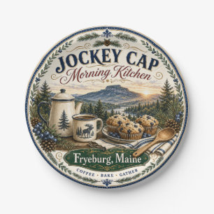 Jockey Cap Morning Kitchen Fryeburg Maine Melamine Papieren Bordje