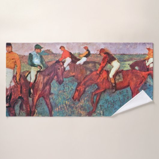 Jockey en paarden, Edgar Degas Badhanddoek (Badhanddoek)