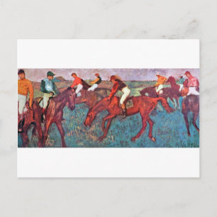 Jockey en paarden, Edgar Degas Briefkaart