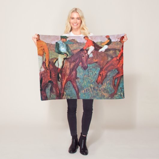 Jockey en paarden, Edgar Degas Fleece Deken (In situ)