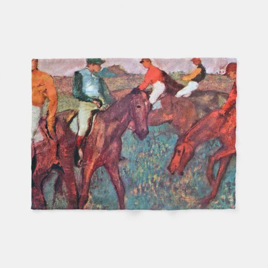 Jockey en paarden, Edgar Degas Fleece Deken (Voorkant (Horizontaal))