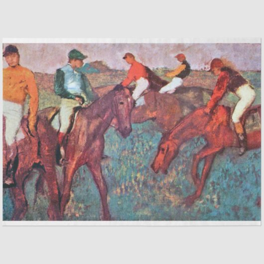 Jockey en paarden, Edgar Degas Tissuepapier (Voorkant)