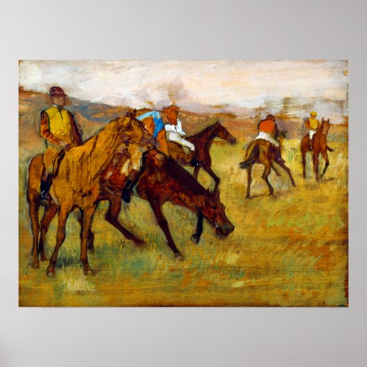 Jockey en paarden (voor de ras), Edgar Degas Poster (Voorkant)