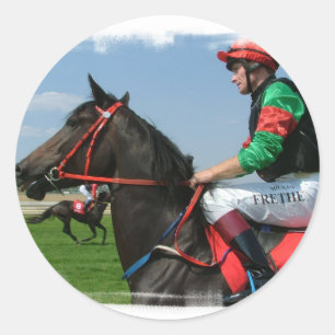 Jockey en Paardenstickers Ronde Sticker