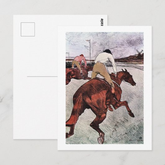 Jockey en Race Horse, Lautrec Briefkaart (Voorkant / Achterkant)