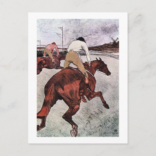 Jockey en Race Horse, Lautrec Briefkaart (Voorkant)