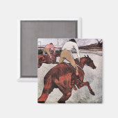 Jockey en Race Horse, Lautrec Magneet (Voorkant / Achterkant)