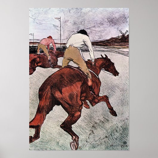 Jockey en Race Horse, Lautrec Poster (Voorkant)
