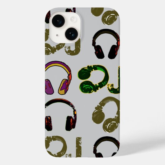 jockey-hoofdtelefoon met muziekschijf Case-Mate iPhone case (Achterkant)