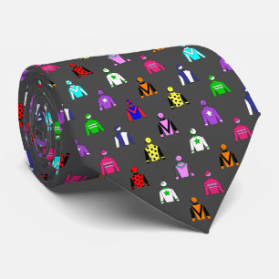 Jockey Horse Racing Pattern Grey Stropdas