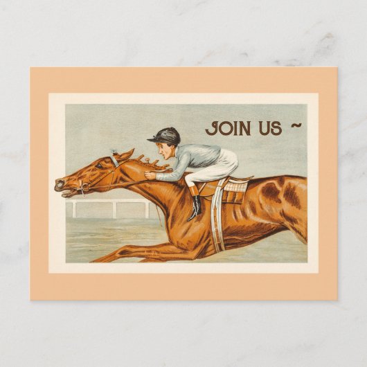 JOCKEY n HORSE RACE BRIEFKAART INVITATION (Voorkant)
