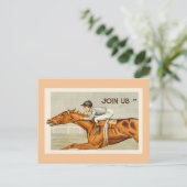 JOCKEY n HORSE RACE BRIEFKAART INVITATION (Staand voorkant)