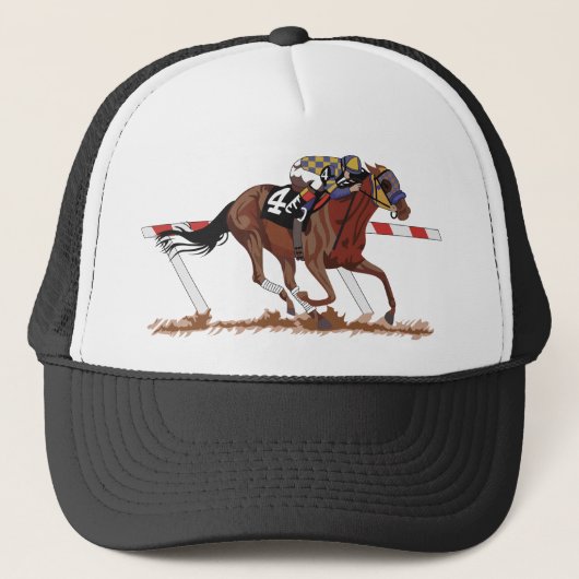 Jockey On Racehorse Trucker Pet (Voorkant)