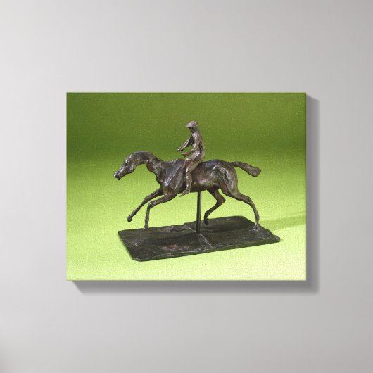 Jockey op een paard (brons) canvas afdruk (Voorkant)