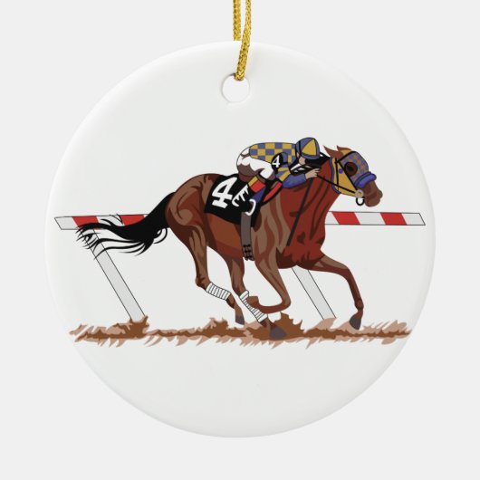 Jockey op het paard keramisch ornament (Voorkant)