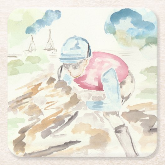 Jockey op Paard Kartonnen Onderzetters (Voorkant)