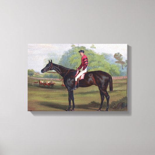 Jockey op Racehorse  schilderij Canvas Afdruk (Voorkant)