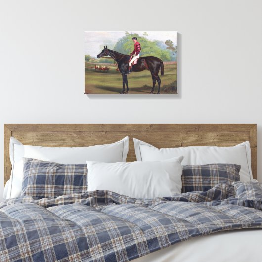 Jockey op Racehorse  schilderij Canvas Afdruk (Insitu (Slaapkamer))