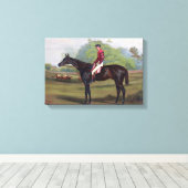 Jockey op Racehorse  schilderij Canvas Afdruk (Insitu (Houten vloer))