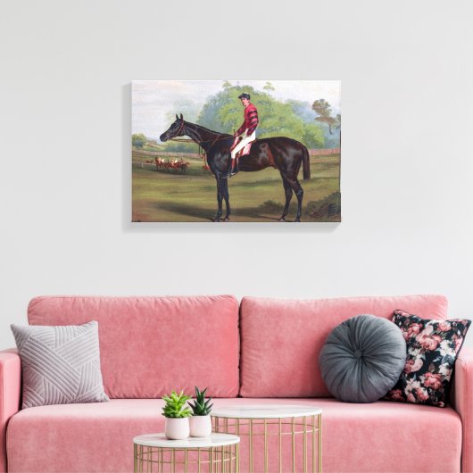 Jockey op Racehorse  schilderij Canvas Afdruk (Insitu (Woonkamer))