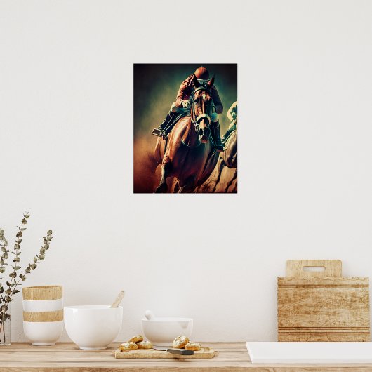 Jockey Retro Style Horse Racing Poster (Keuken)
