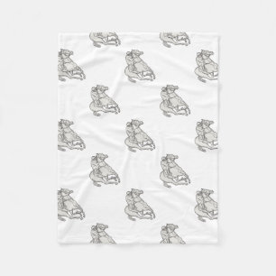 Jockey Riding Thoroughbred Horse Mono Line Fleece Deken