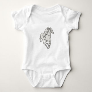 Jockey Riding Thoroughbred Horse Mono Line Romper