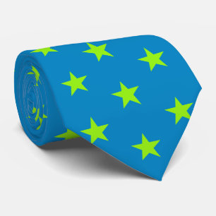 Jockey Silks Blue met Lime Green Stars Derby Stropdas