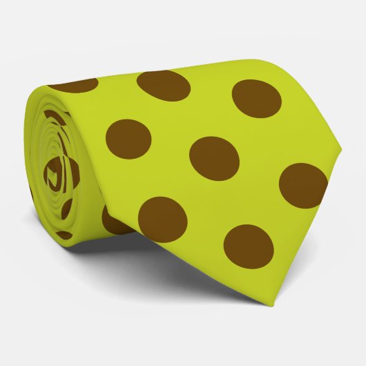 Jockey Silks Chartreuse Green & Brown Dots Derby Stropdas (Opgerold)