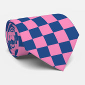 Jockey Silks Checkerboard Frans Blauw Roze Derby Stropdas (Opgerold)