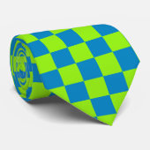 Jockey Silks Checkerboard Groene en Blauwe Derby Stropdas (Opgerold)