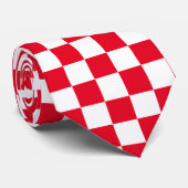 Jockey Silks Checkerboard Rood en Wit Derby Stropdas (Opgerold)