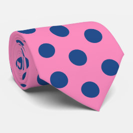 Jockey Silks Franse Blauwe Stippen op Roze Derby Stropdas