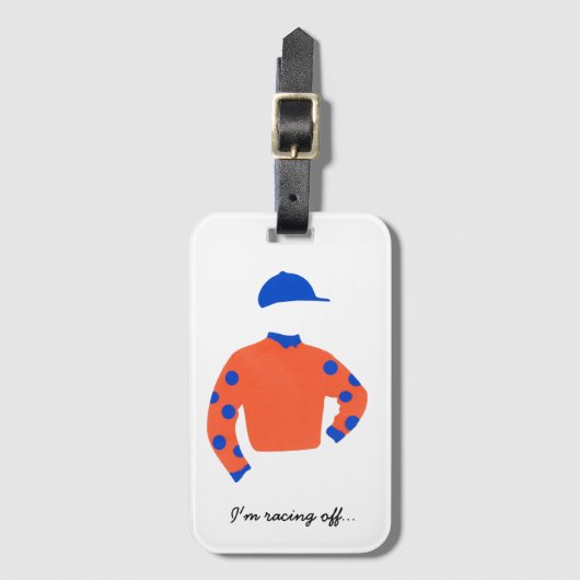 Jockey Silks: "Ik ga weg... " identiteit. Bagagelabel (Voorkant (verticaal))