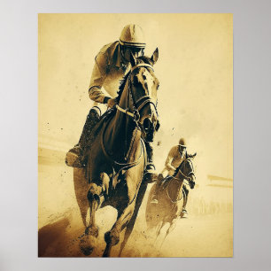 Jockey  Style Paardenraces Poster