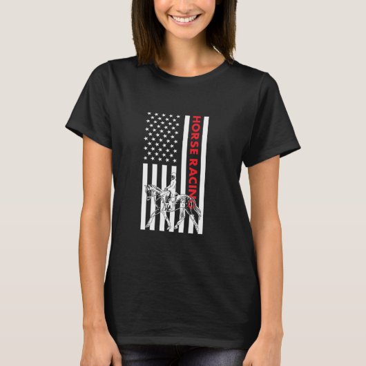 Jockey US Flag Horse Racing T-shirt (Voorkant)