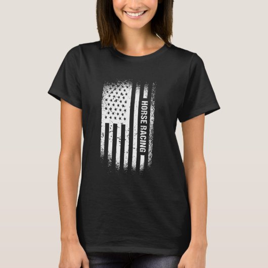 Jockey Us Flag Horse Racing T-shirt (Voorkant)